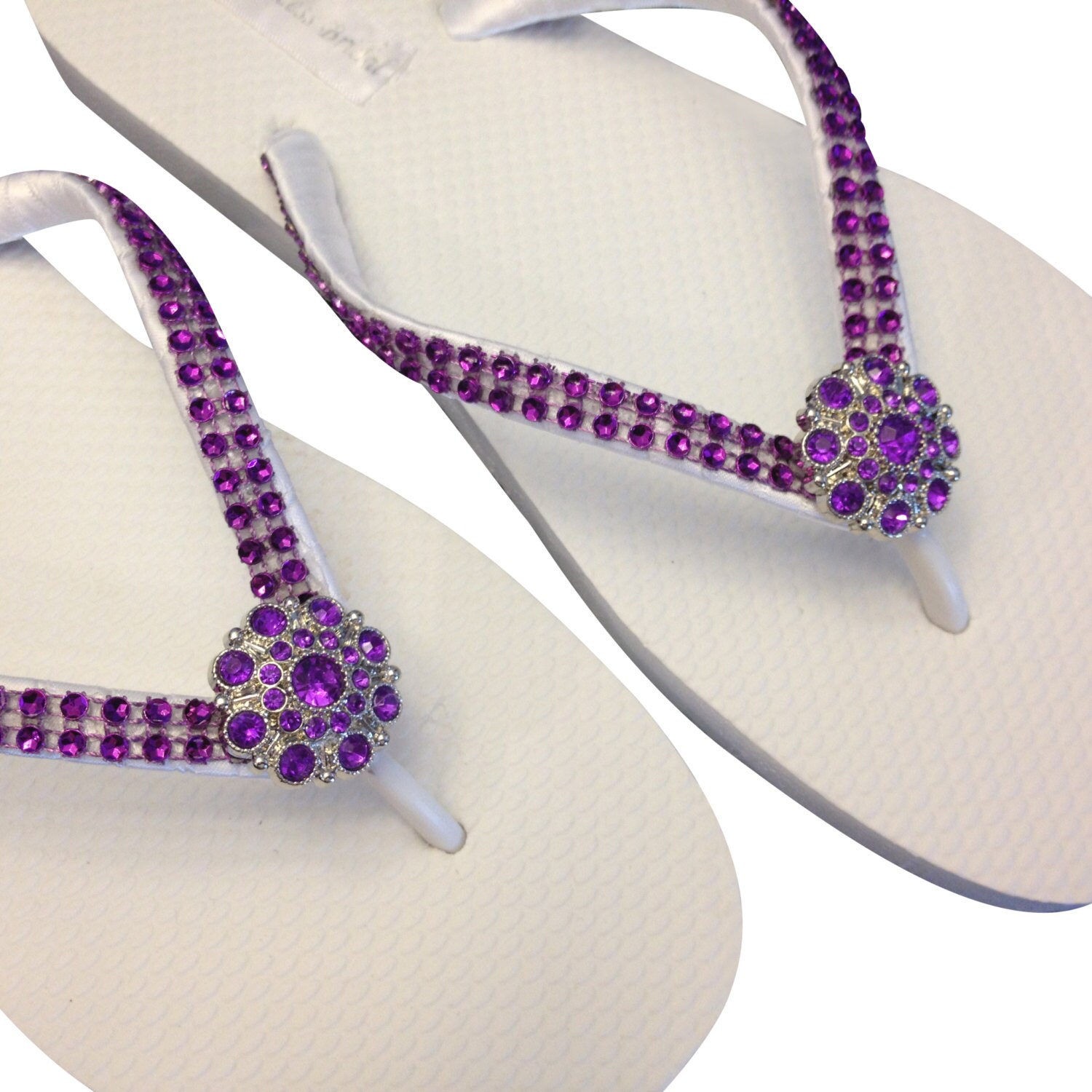 Purple Flip Flops Rhinestone Flip Flops Bridesmaid Flip