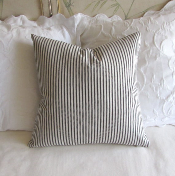 FRENCH TICKING pillow cover black white 16x16 18x18 20x20