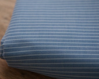 Blue Chambray Stripe - Vintage Fabric New Old Stock Shirting Vertical