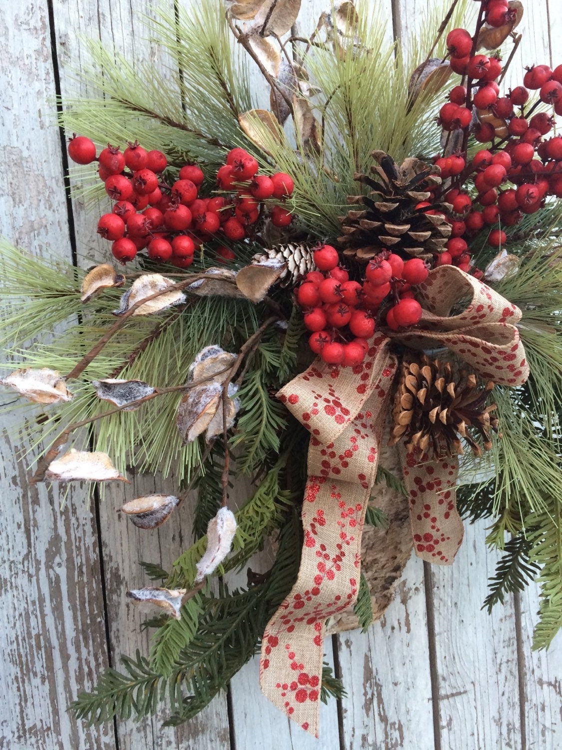 Christmas Wreath Alternative Wreaths Door by marigoldsdesigns