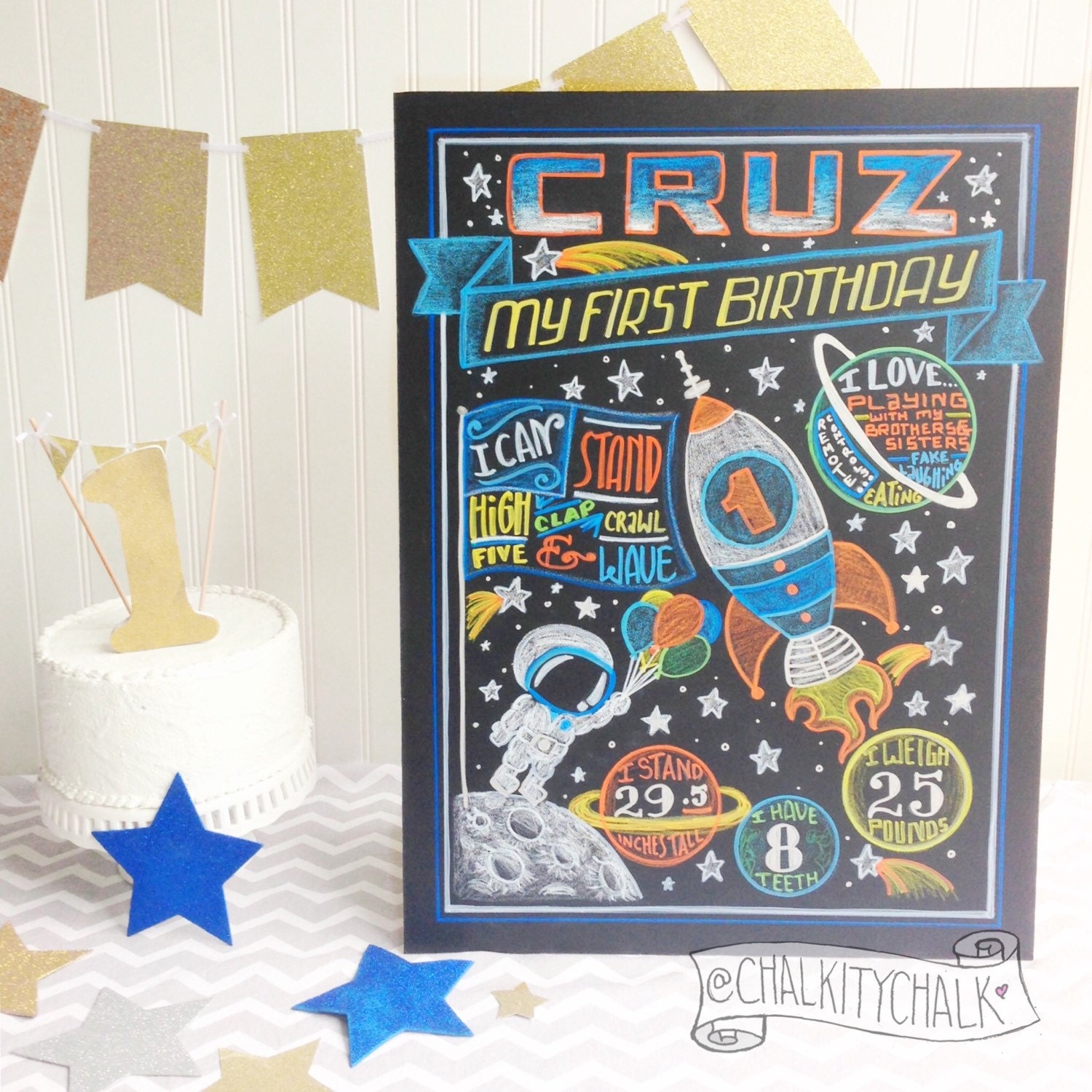 Airplane Birthday Chalkboard first birthday by ChalkityChalk