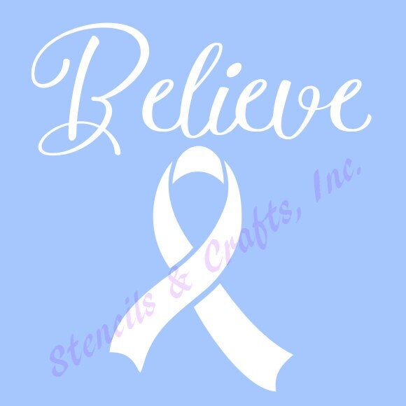 BREAST CANCER AWARENESS stencil ribbon believe stencils
