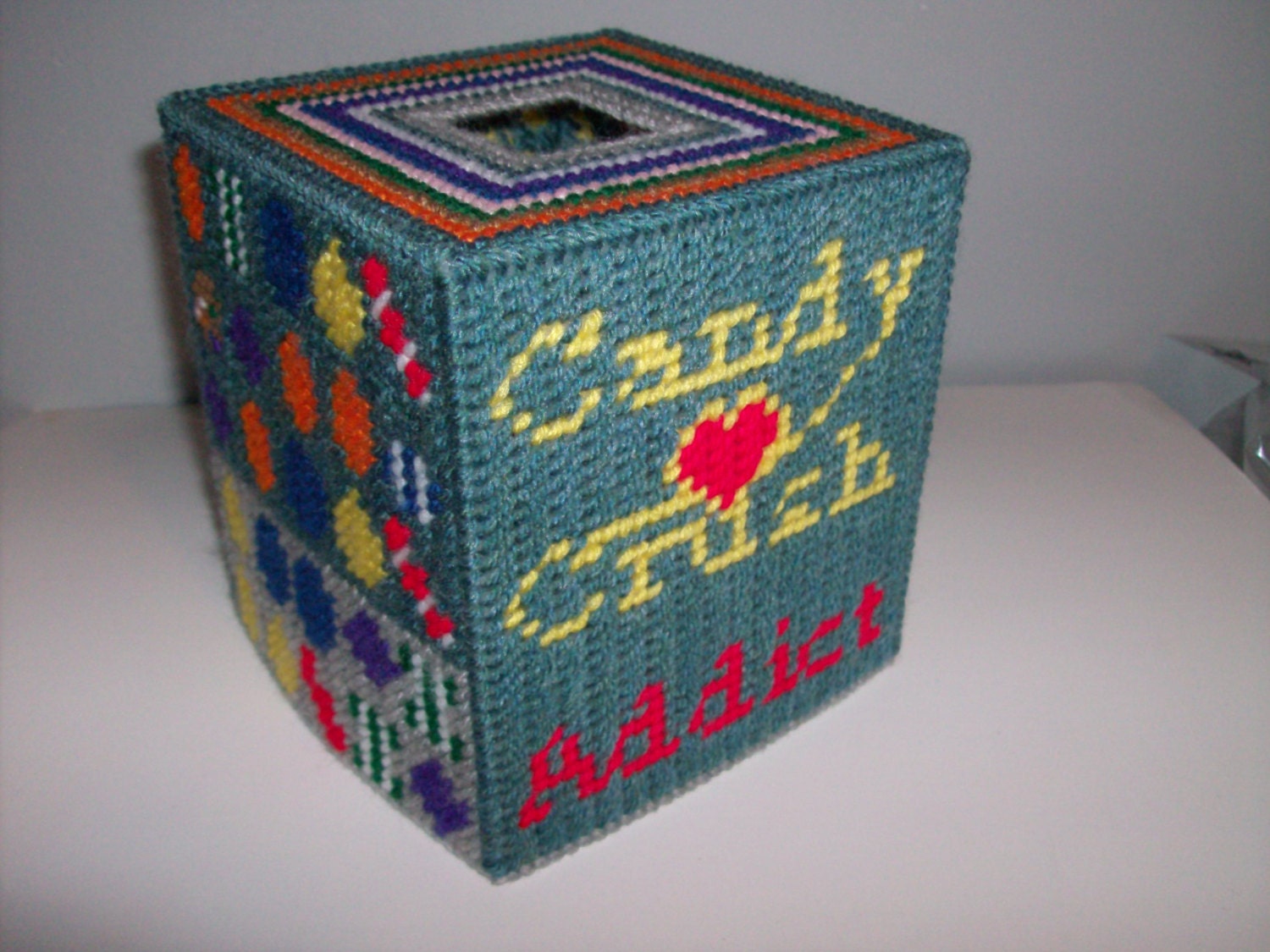 Game Tissue Box Cover Needlepoint Candy Tissue by NannysTreasures