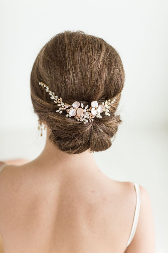 Wedding Hair Vine Set with Earrings , Bridal Headpiece Set, Bridal Pearl Hair Swag Set, Wedding Hair Comb