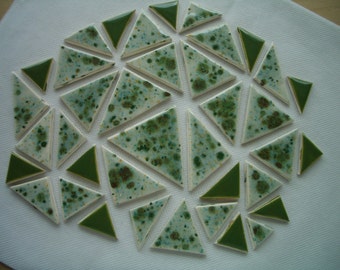 L38 - 38-pc CRYSTAL Glazed TRIANGLES - Ceramic Mosaic Tile Set