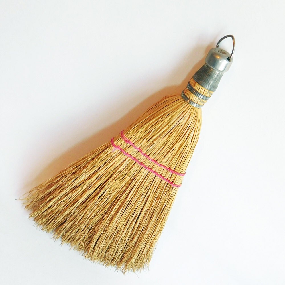 Vintage Small FitRite Straw Whisk Broom Wire Wrapped Nice