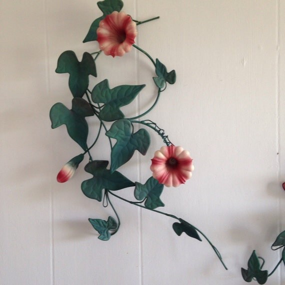 Metal Pink Morning Glory Metal Wall Decor by kkscloset on Etsy