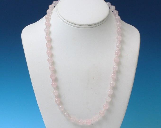 Rose Quartz Bead Necklace Vintage Pantone Color of Year 2016