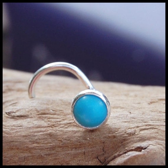 4mm Turquoise Nose Stud Set in Sterling Silver CUSTOMIZE