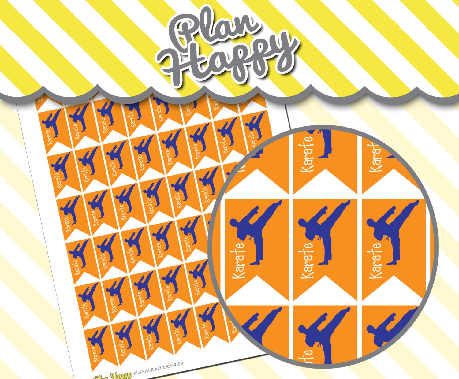 Karate Flags Planner PRINTABLE Stickers - Class Meet Lesson from PlanHappy on Etsy Studio