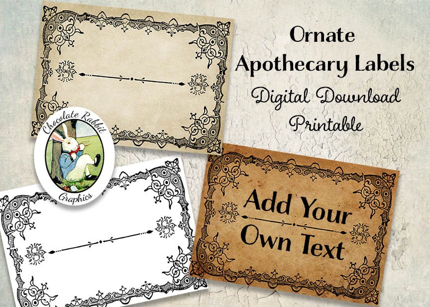 Blank Apothecary Labels Vintage Digital Download Printable