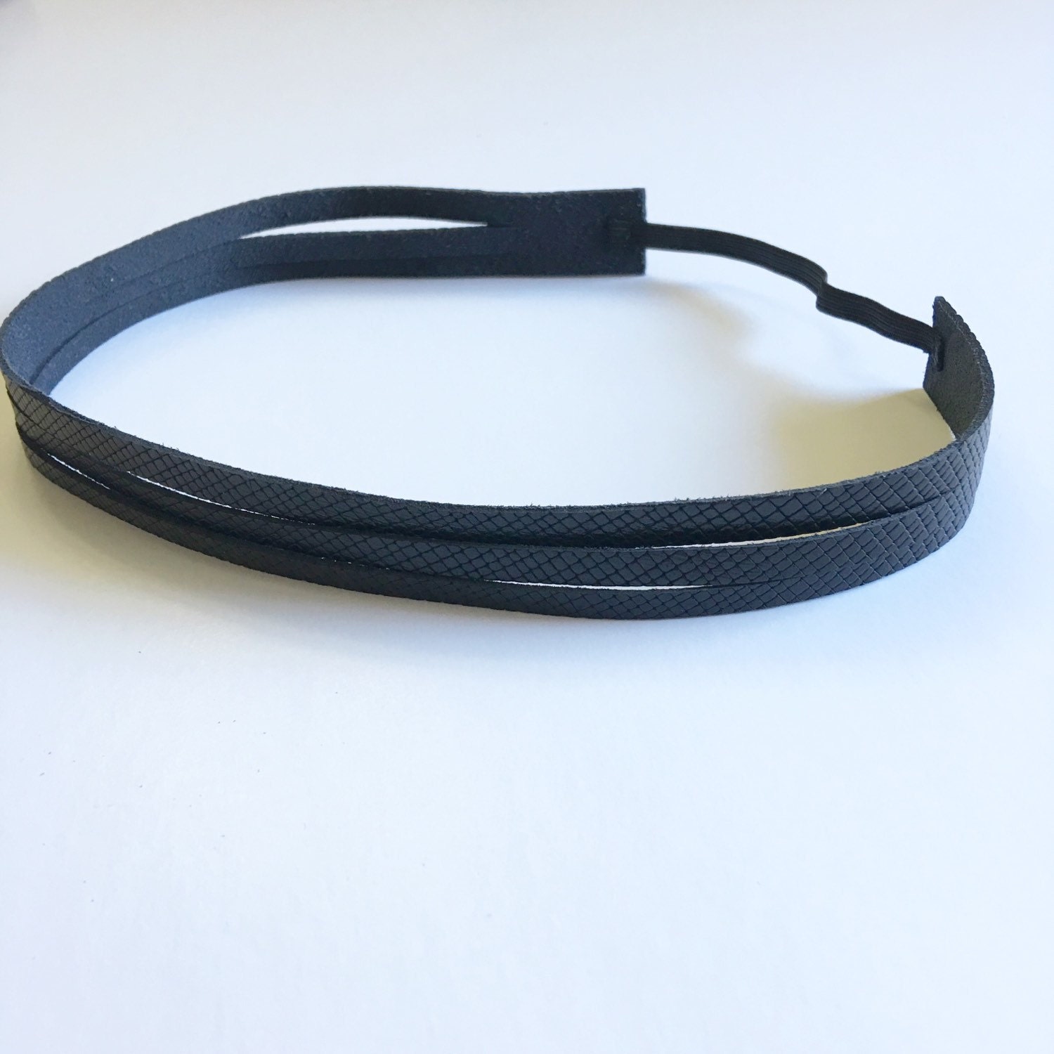 Headband Black Sliced Leather Headband