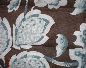 2 Pieces of SCHUMACHER Designer Fabric Blue Brown Linen