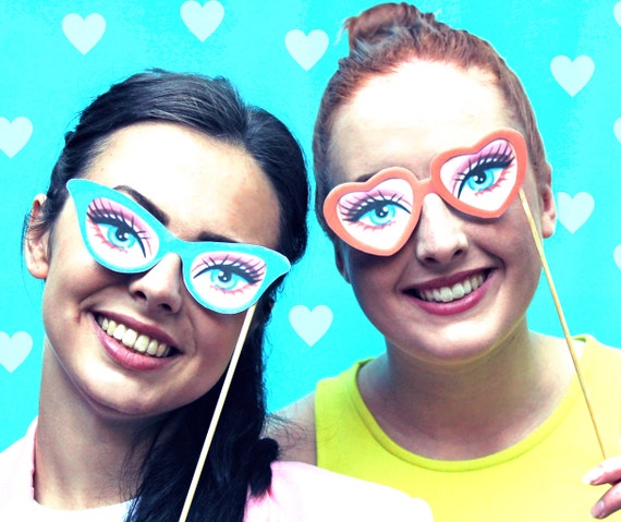 Barbie party photo props, printable paper glasses kit. Download instantly DIY templates/patterns to print & make 5 specs - by Happythought. Il_570xn