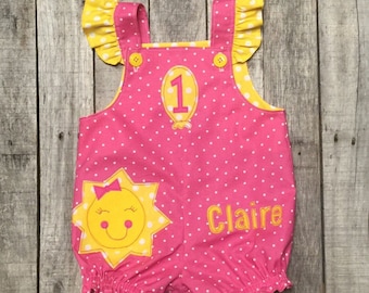 Pink Lemonade First Birthday Romper - You Are My Sunshine