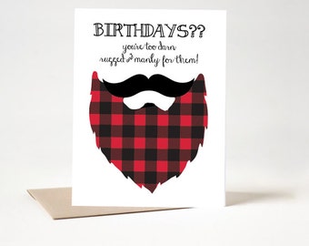 Lumberjack Birthday Card - Lumberjack Card - Beard Card - INSTANT Download DIY Printable PDF Kit