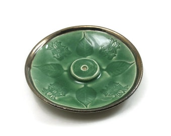 Incense Burner BODHI Leaves Lotus Handmade Ceramic Pottery