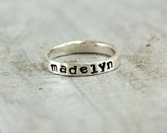 Custom-stamped Jewelry - Name Ring - Stacking Name Rings - Thick Ring - Chunky Silver Rings - Wide Stacking Personalized Rings - Stackable