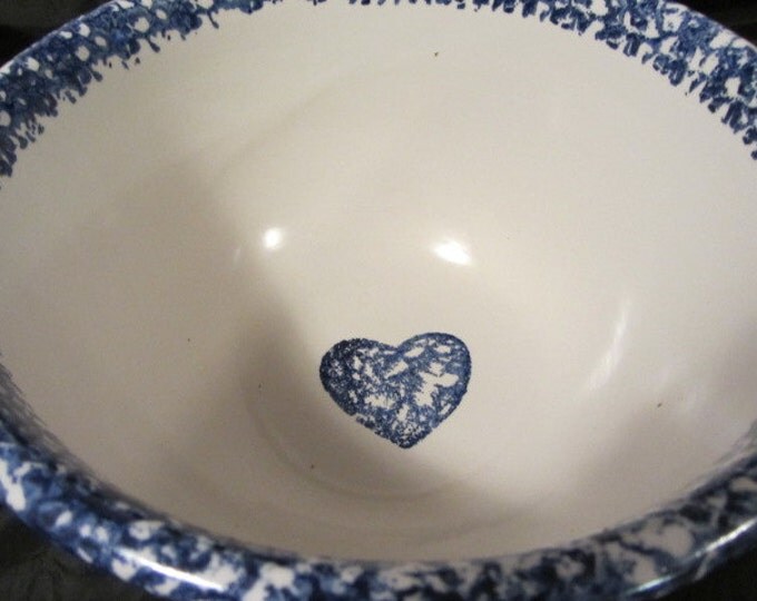 RED WING Huge 11" Cobalt Blue Sponge Stoneware Crockware Bowl, Vintage Red Wing Bowl, Kitchen Bowl, Mixing Bowl