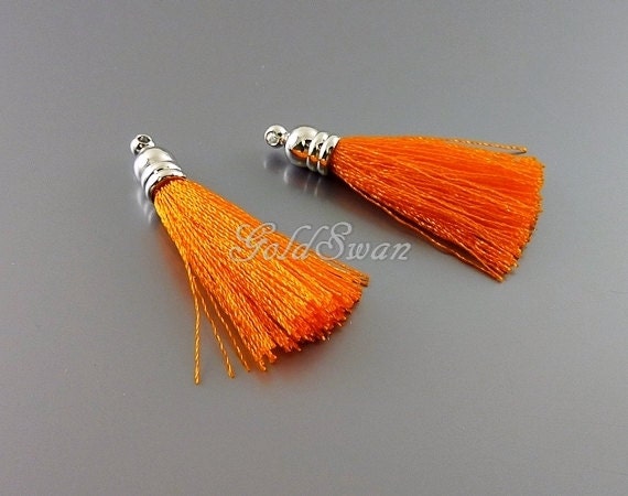 8 Great Orange Accessories 4 citrus orange color tassels great for jewelry 8 Great Orange Accessories 4 citrus orange color tassels great for jewelry
