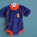 Reserved for Ellice- Vintage 1980s Newborn Baby's Navy Blue Velour Winnie the Pooh Onesie