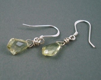 Lemon Quartz Earrings with Sterling Silver
