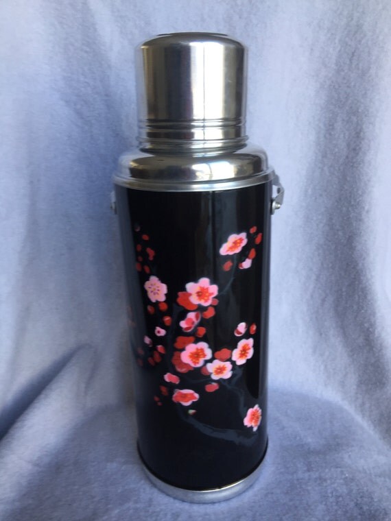Items similar to Deer Brand Vintage Thermos Hand painted glass inside with cork and cup on Etsy