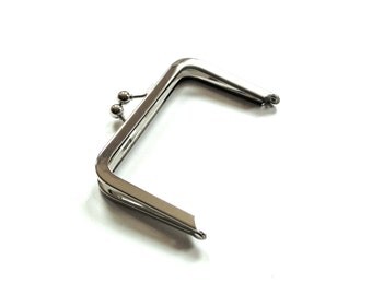 Kiss lock purse frame, small frame, shiny silver frame, 4 1/2 X 3, ball kiss lock fame, nickel free