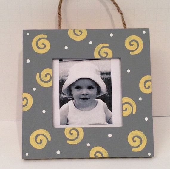  Gray  and Yellow  Mini Frame Ornament Picture Frame Ornament