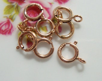 5 pcs, 5.5 mm, 14k ROSE Gold Filled Spring Clasp with Closed Ring, Made in USA