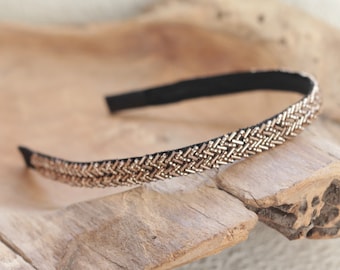 Bronze Beaded Headband, Sparkly Headband for Women