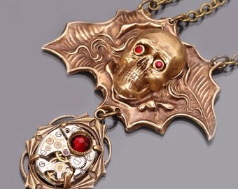 Steampunk Skull Necklace Steampunk Necklace Skull Necklace