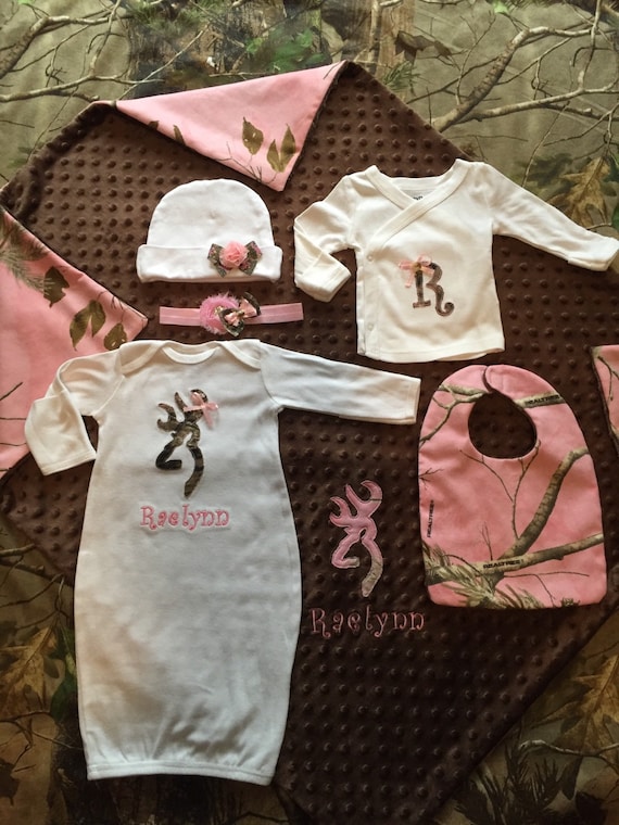 Personalized Baby Girl Real Tree Camo Mossy Oak Camo 6 piece