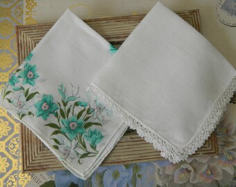 2 Vintage Hankies Good Vintage Condition Lot 563