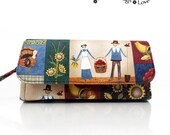 Cellphone Wallet iPhone 6 Plus Samsung Galaxy Note 4 S6 S4 12 Card Slots Zipper Pocket Wristlet Harvest Greetings