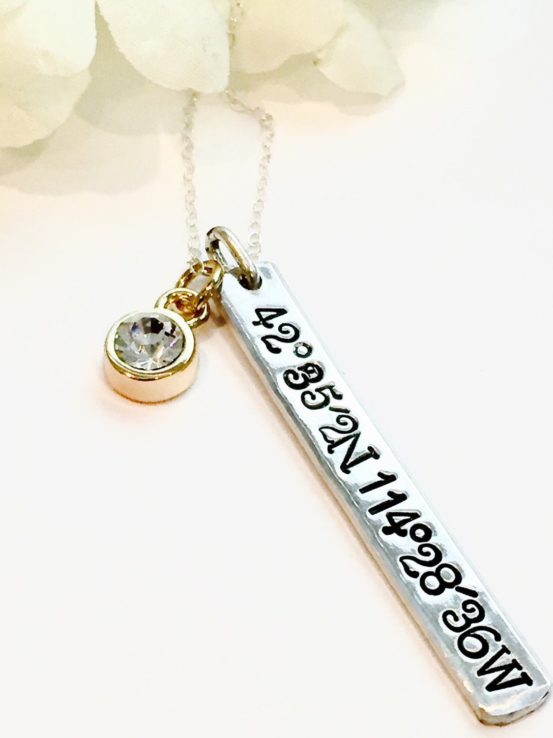Hand Stamped GPS NecklaceCoordinate GPS NecklaceGraduation