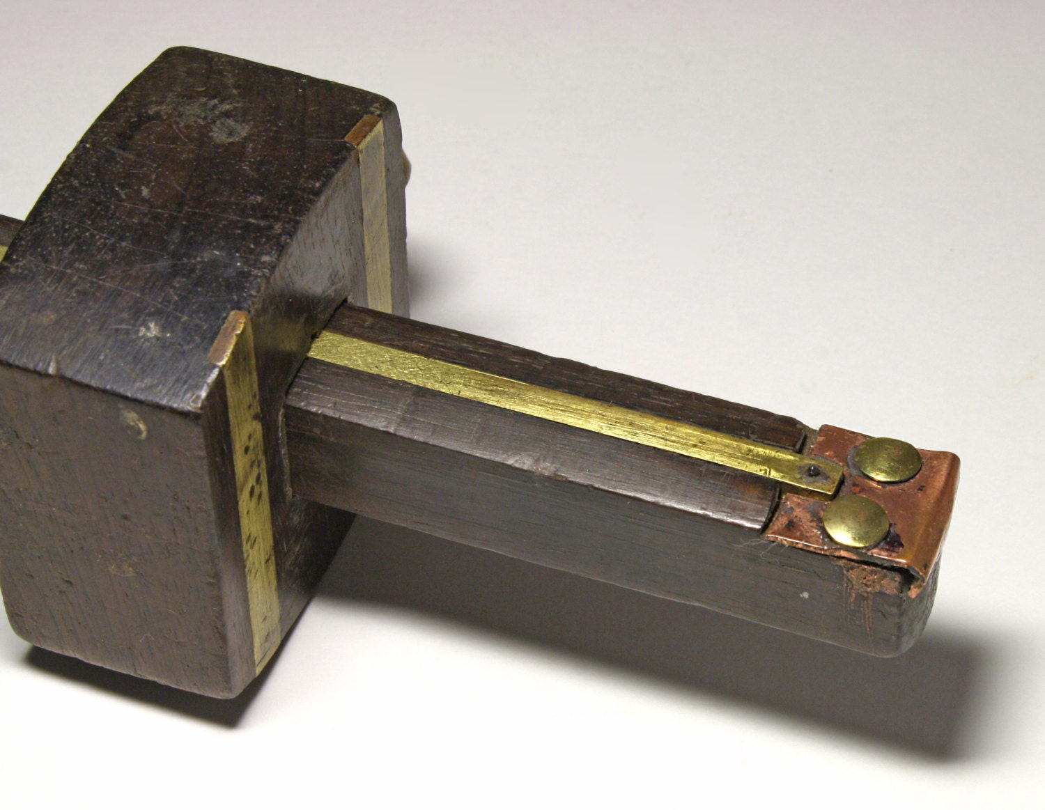 Vintage Wooden Marking Gauge with Brass and Copper, H. Diston & Sons