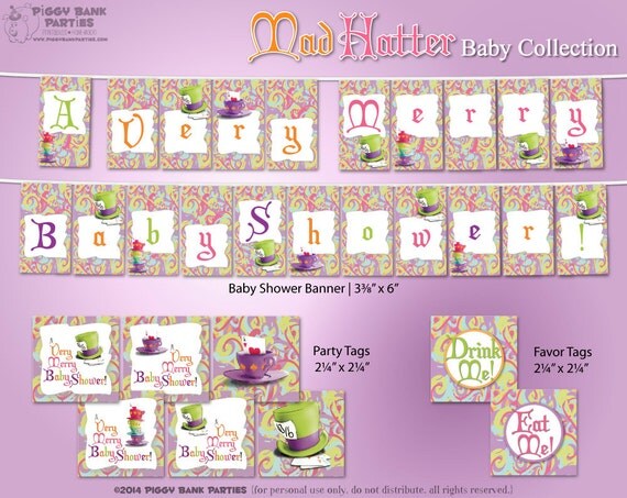 Mad Hatter Baby Collection : Print at Home Alice in Wonderland Inspired Party Decorations | DIY Printable | Digital Files - INSTANT DOWNLOAD Il_570xn