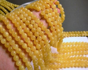 Yellow Jade 8mm round beads 1 full strand 48 beads per strand - AA quality - RFG85
