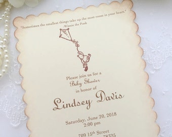 Winnie the Pooh Invitations Baby Shower Invite Pooh and Piglet Printed Set of 10