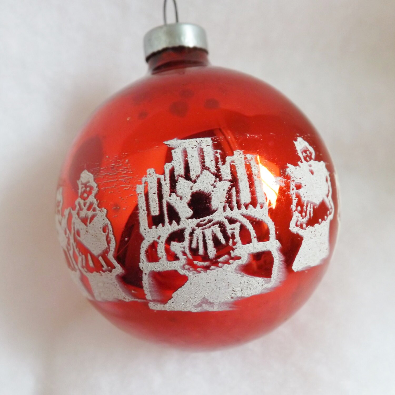 Vintage ornament red ornament glass ball ornament Christmas