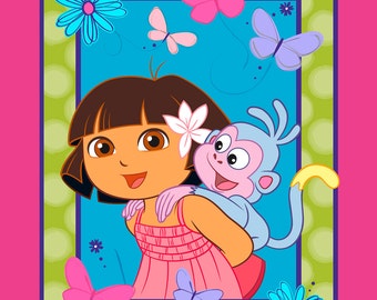 Nickelodeon fabric Panel One Hip Explorer Dora Fabric with