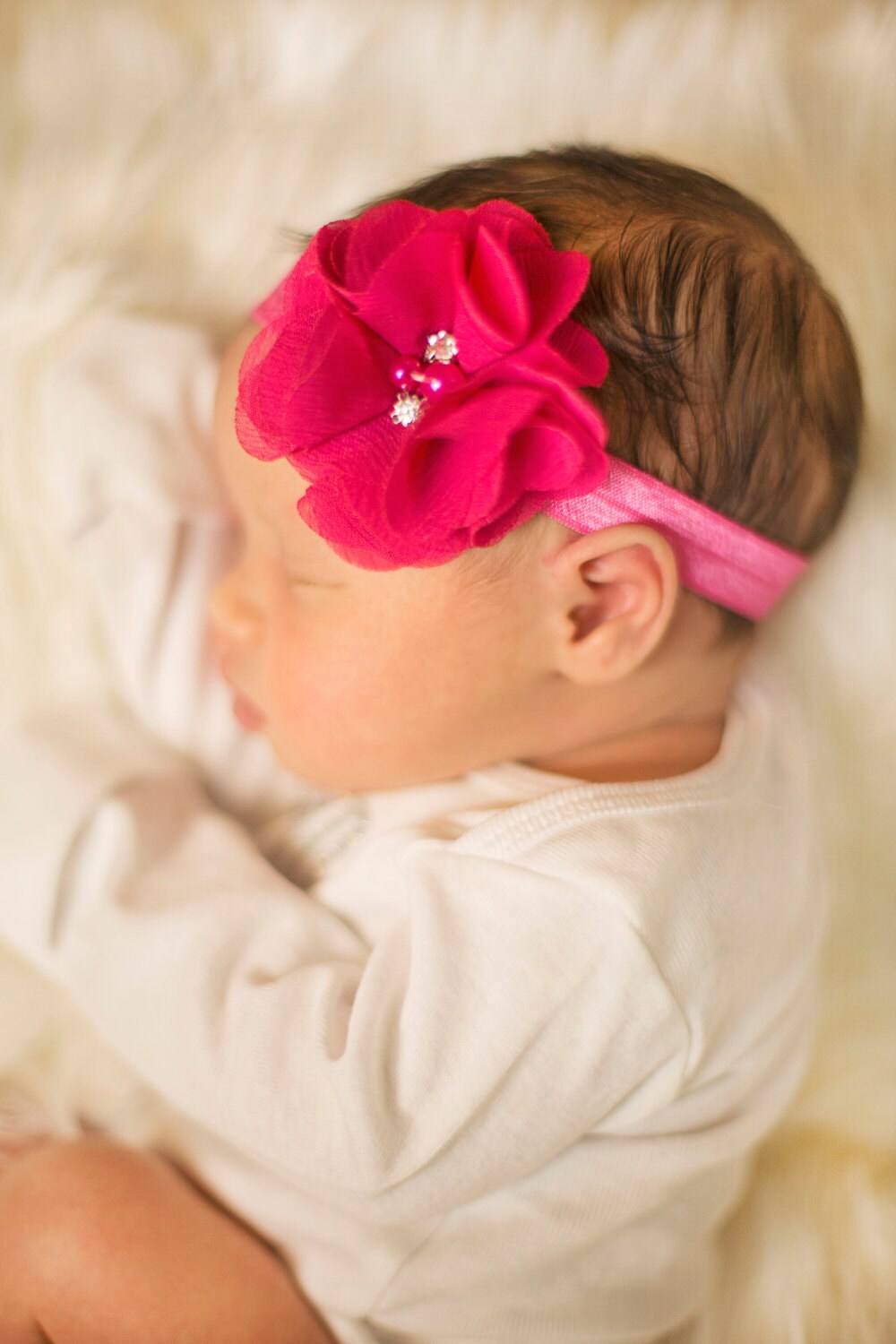Pink Bow Hot Pink Baby Headband Newborn Headband Dress up