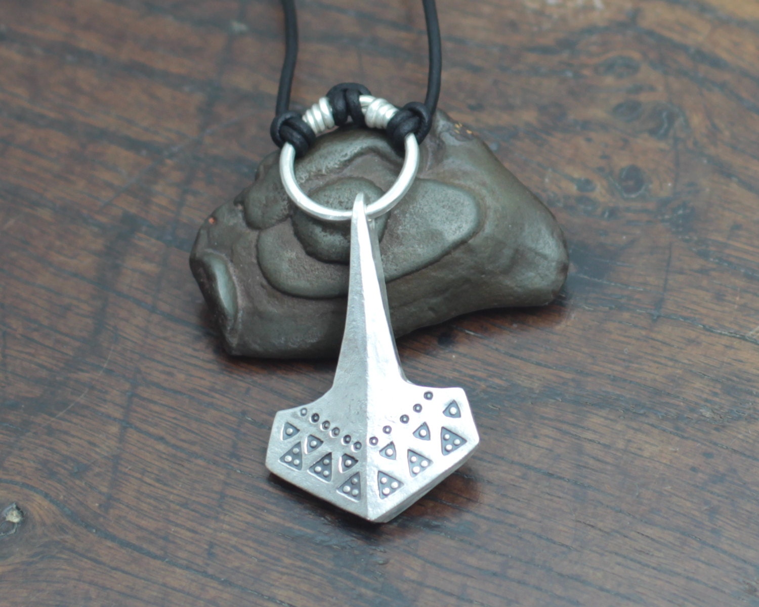 Silver Thors hammer pendant Large solid Sterling