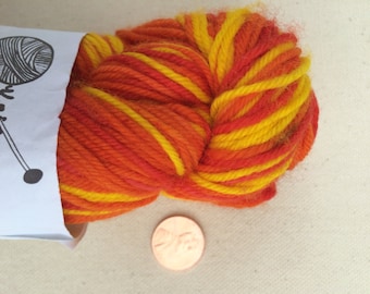 Red, Orange, and Yellow Self Striping Sock Yarn Superwash Merino Sport Weight
