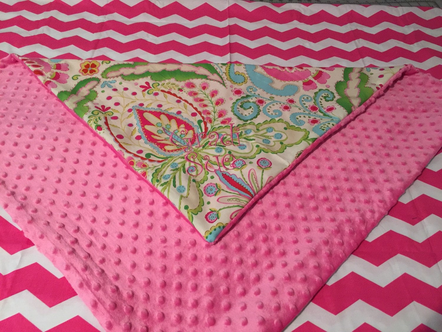 KUMARI GARDENS & pink MINKY dot baby Blanket with Free