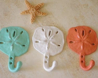 Beach Decor Cast Iron Sanddollar Wall Hook - PICK YOUR COLOR