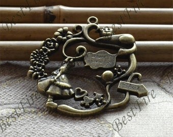 5 pcs of Antique brass charming pendant,metal finding 43X42mm, findings beads,pendant beads findings