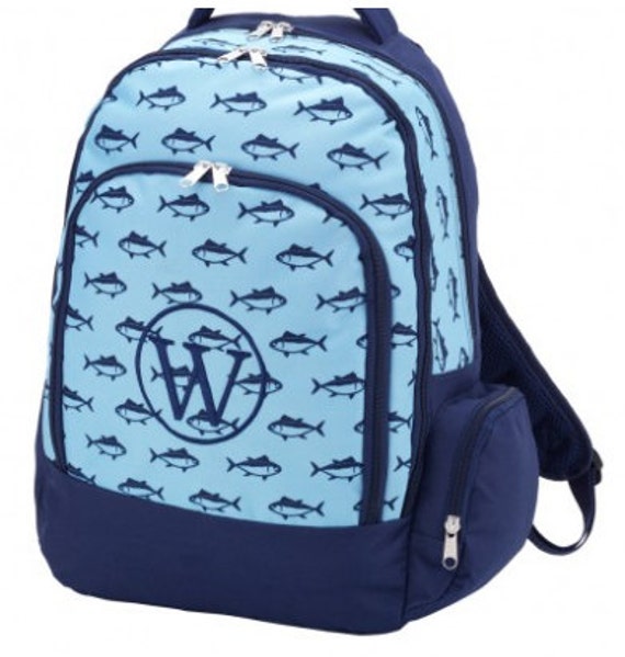 Personalized SHARK Pattern Backpack SHARKS Book bag Blue