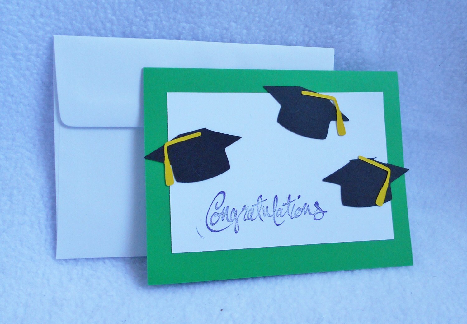 Hand Stamped Die Cut Graduation Cap card Graduation card with